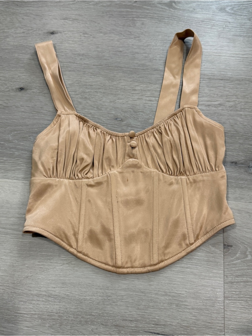 Zara Camel Satin Corset Crop Top